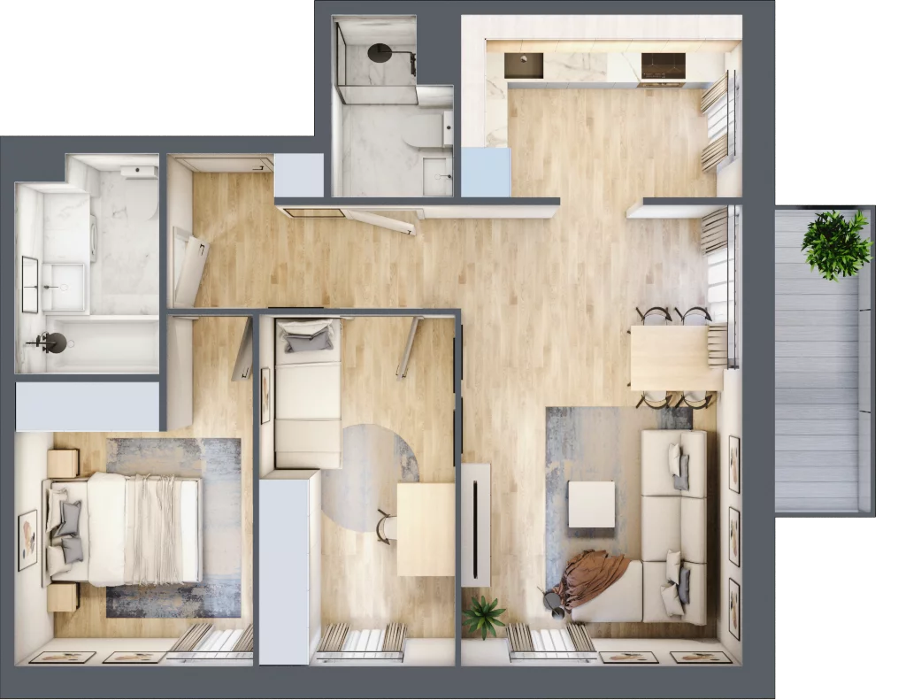 3 pokoje, mieszkanie 62,70 m², piętro 2, oferta nr VII/77, Nova Viva Garden 7, Warszawa, Białołęka, Brzeziny, ul. Pawła Włodkowica 11C