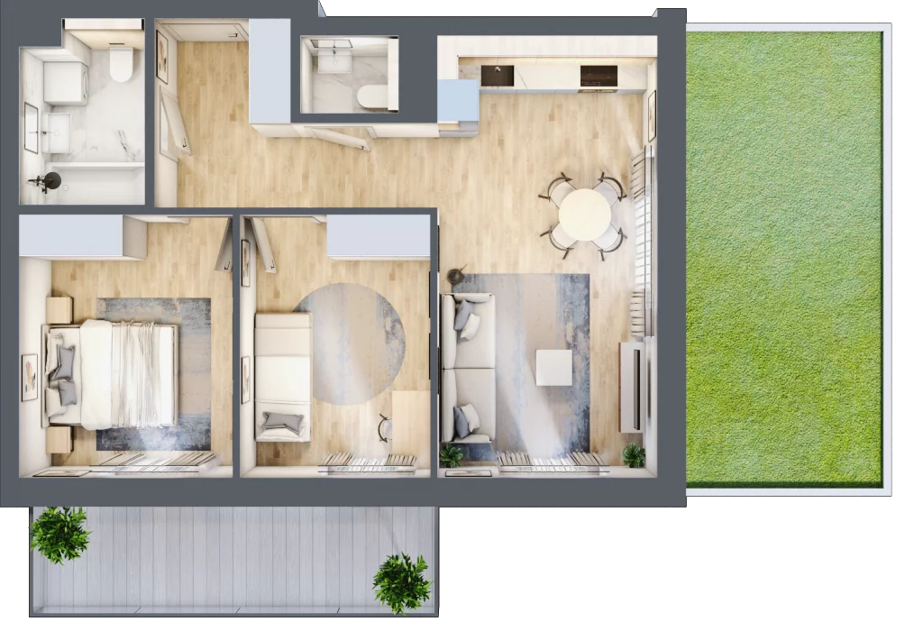 3 pokoje, mieszkanie 59,52 m², parter, oferta nr XIII/2, Metro Art 13, Warszawa, Praga Południe, Kamionek, ul. Żupnicza