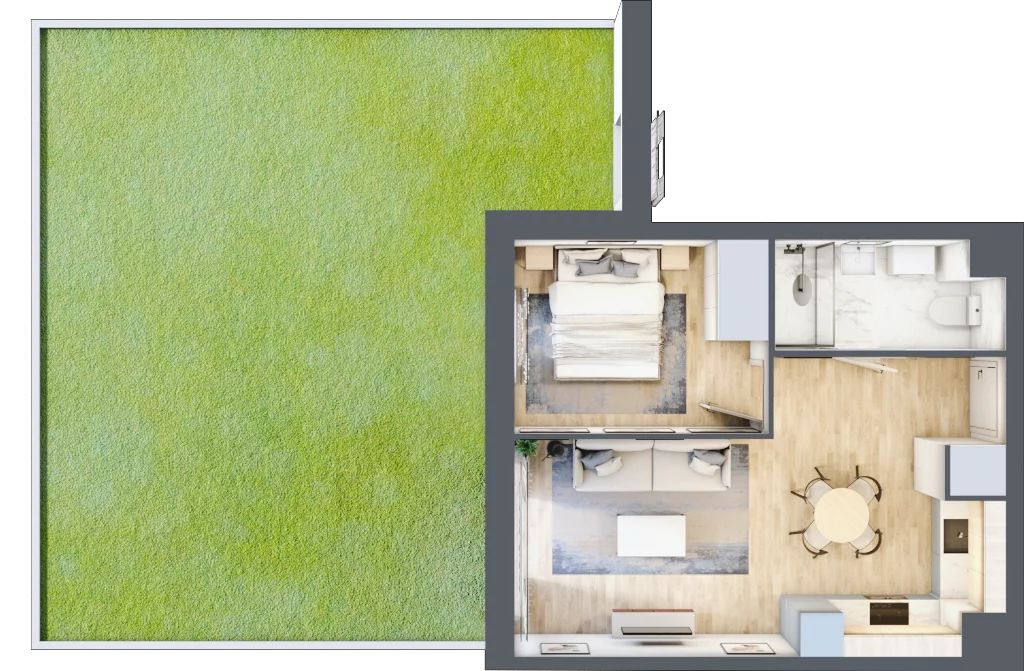 2 pokoje, mieszkanie 38,84 m², parter, oferta nr 9, Miasteczko Nova Fala, Gdynia, Cisowa, ul. Chylońska 264