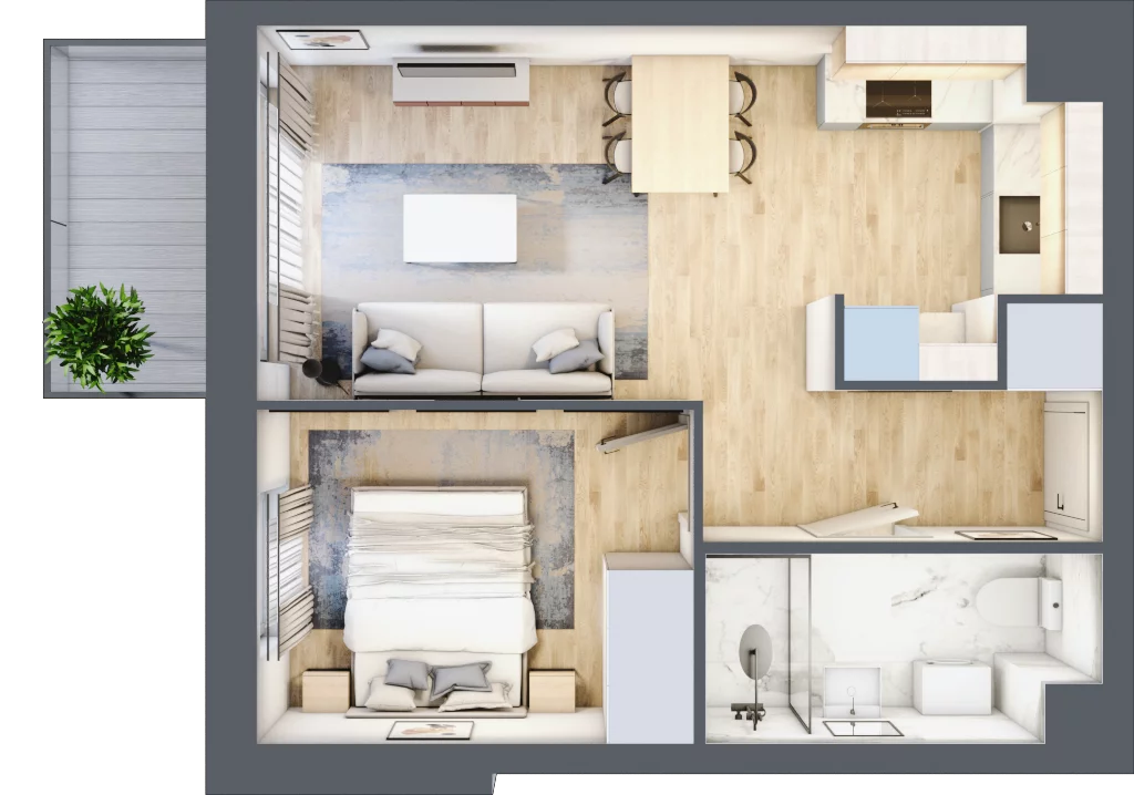 2 pokoje, mieszkanie 38,88 m², piętro 4, oferta nr 40, Miasteczko Nova Fala, Gdynia, Cisowa, ul. Chylońska 264