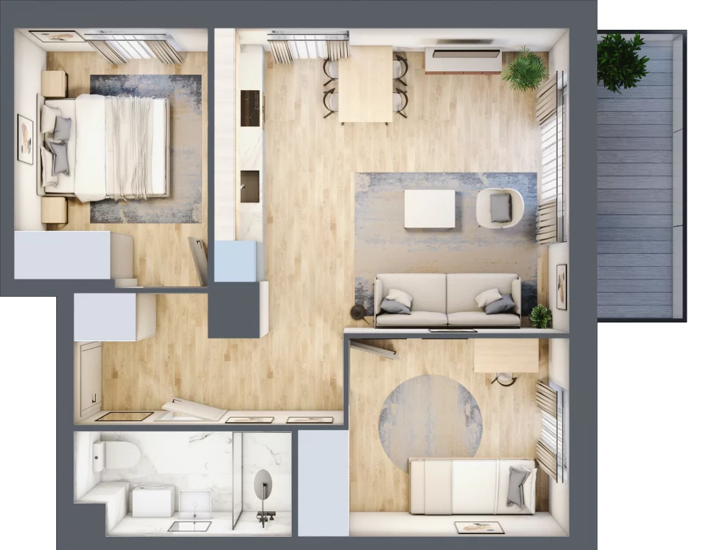 3 pokoje, mieszkanie 55,77 m², piętro 4, oferta nr 42, Miasteczko Nova Fala, Gdynia, Cisowa, ul. Chylońska 264