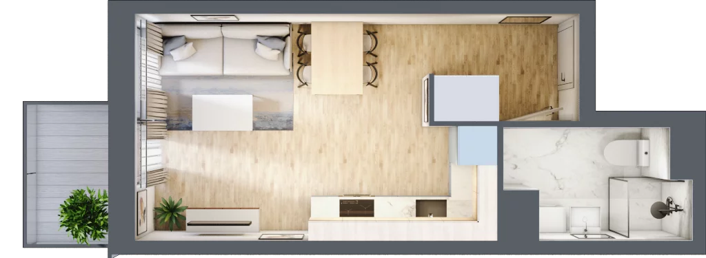 1 pokój, mieszkanie 26,05 m², piętro 4, oferta nr 47, Miasteczko Nova Fala, Gdynia, Cisowa, ul. Chylońska 264