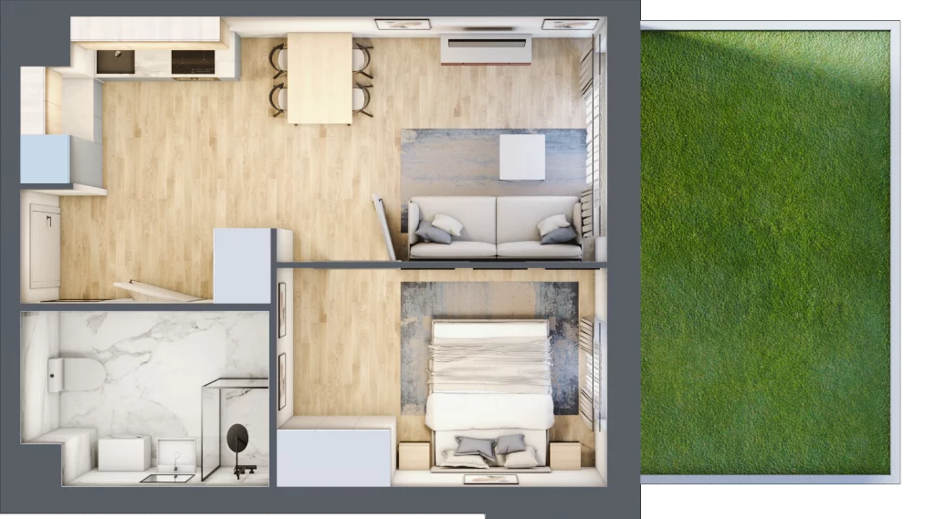 2 pokoje, mieszkanie 41,17 m², parter, oferta nr 54, Miasteczko Nova Fala, Gdynia, Cisowa, ul. Chylońska 264