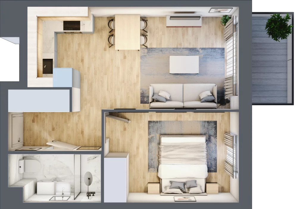 2 pokoje, mieszkanie 42,38 m², piętro 3, oferta nr 87, Miasteczko Nova Fala, Gdynia, Cisowa, ul. Chylońska 264