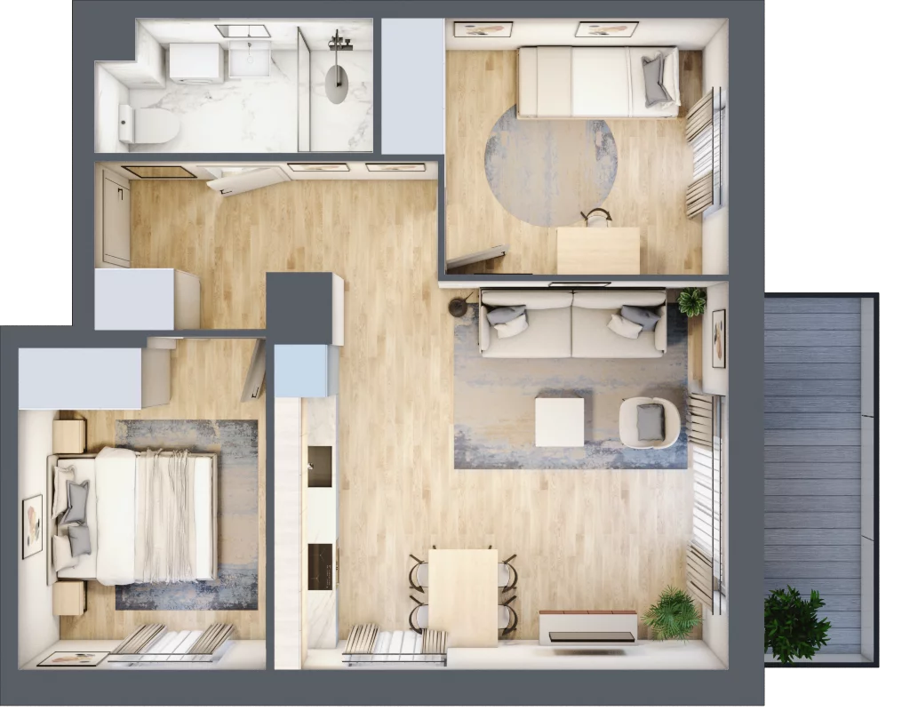 3 pokoje, mieszkanie 55,79 m², piętro 4, oferta nr 101, Miasteczko Nova Fala, Gdynia, Cisowa, ul. Chylońska 264
