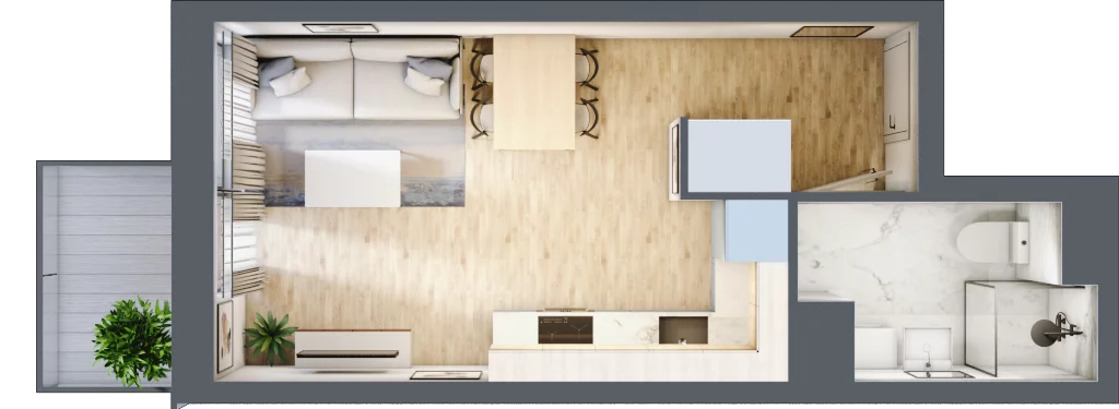 1 pokój, mieszkanie 26,05 m², piętro 1, oferta nr 17, Miasteczko Nova Fala, Gdynia, Cisowa, ul. Chylońska 264