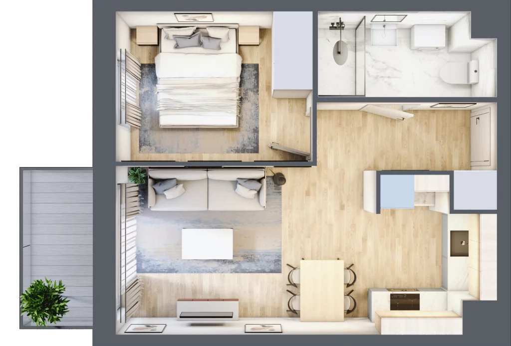 2 pokoje, mieszkanie 38,89 m², piętro 2, oferta nr 28, Miasteczko Nova Fala, Gdynia, Cisowa, ul. Chylońska 264