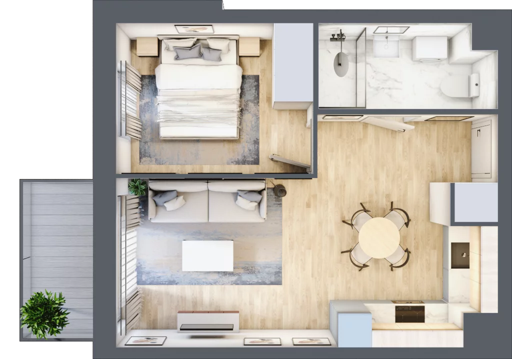 2 pokoje, mieszkanie 38,88 m², piętro 3, oferta nr 39, Miasteczko Nova Fala, Gdynia, Cisowa, ul. Chylońska 264
