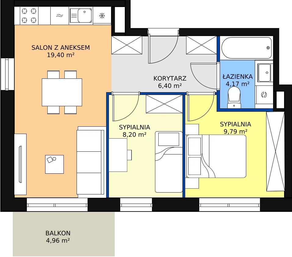 Zalety mieszkania 49.21 m², IV/3
