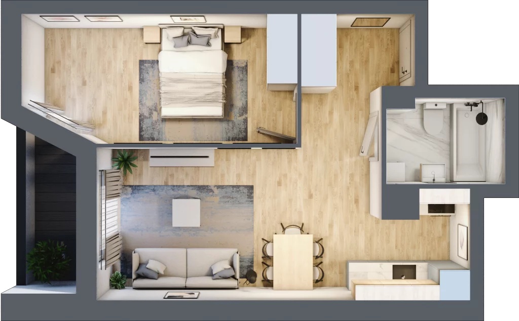 2 pokoje, mieszkanie 44,43 m², piętro 1, oferta nr V/17, Miasteczko Nova Sfera 5, Warszawa, Białołęka, Żerań, ul. Marywilska 5
