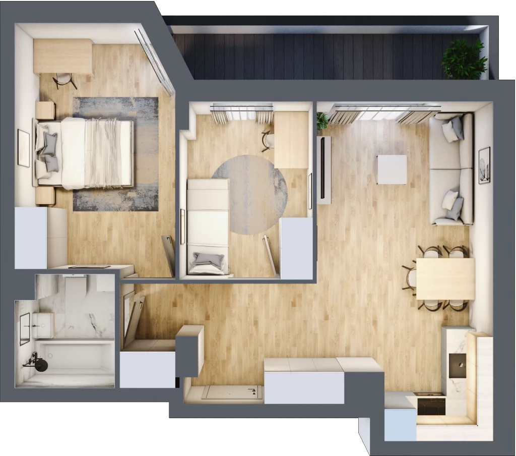 3 pokoje, mieszkanie 54,87 m², piętro 3, oferta nr V/42, Miasteczko Nova Sfera 5, Warszawa, Białołęka, Żerań, ul. Marywilska 5
