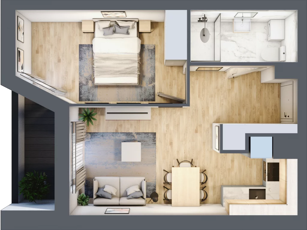 2 pokoje, mieszkanie 38,84 m², parter, oferta nr V/5, Miasteczko Nova Sfera 5, Warszawa, Białołęka, Żerań, ul. Marywilska 5