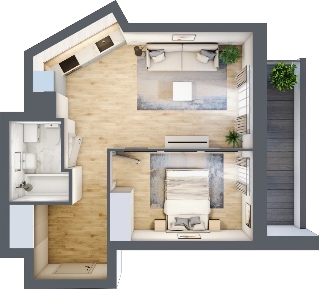 2 pokoje, mieszkanie 42,46 m², piętro 7, oferta nr V/90, Miasteczko Nova Sfera 5, Warszawa, Białołęka, Żerań, ul. Marywilska 5