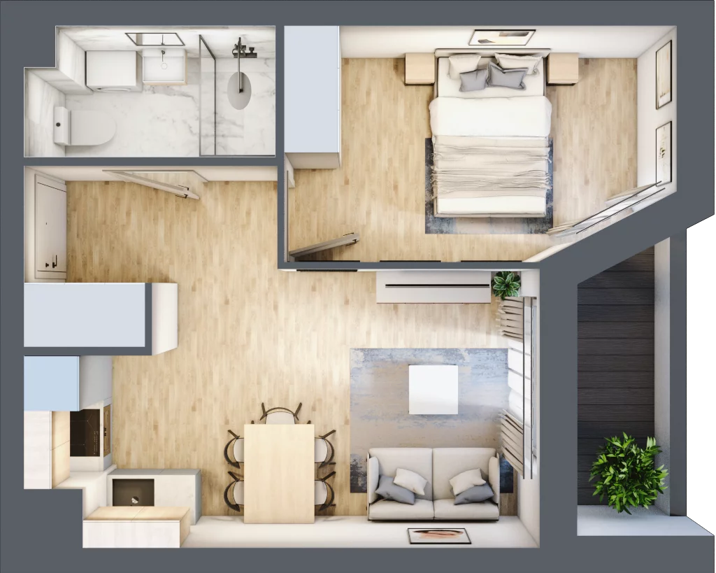 2 pokoje, mieszkanie 35,05 m², parter, oferta nr V/2, Miasteczko Nova Sfera 5, Warszawa, Białołęka, Żerań, ul. Marywilska 5