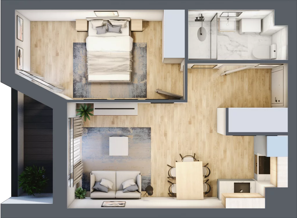 2 pokoje, mieszkanie 39,07 m², piętro 3, oferta nr V/45, Miasteczko Nova Sfera 5, Warszawa, Białołęka, Żerań, ul. Marywilska 5
