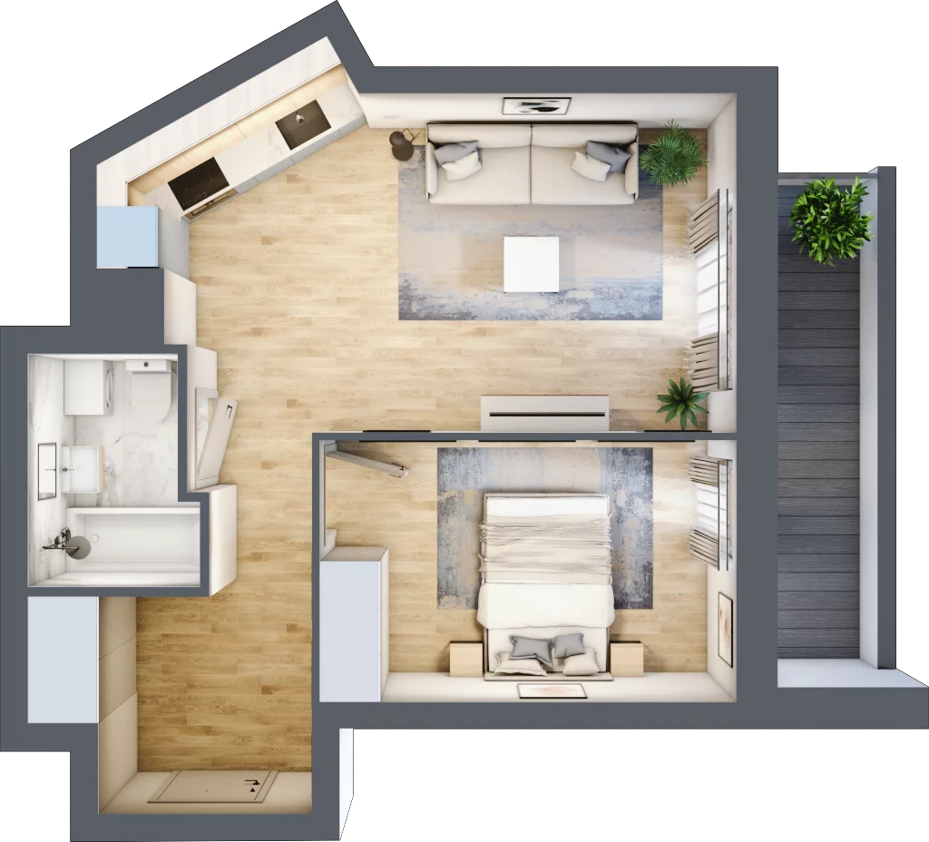 2 pokoje, mieszkanie 42,46 m², piętro 6, oferta nr V/77, Miasteczko Nova Sfera 5, Warszawa, Białołęka, Żerań, ul. Marywilska 5
