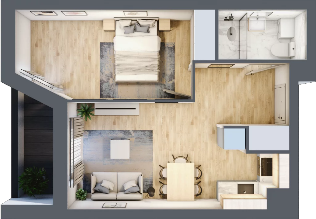 2 pokoje, mieszkanie 39,93 m², piętro 1, oferta nr V/21, Miasteczko Nova Sfera 5, Warszawa, Białołęka, Żerań, ul. Marywilska 5