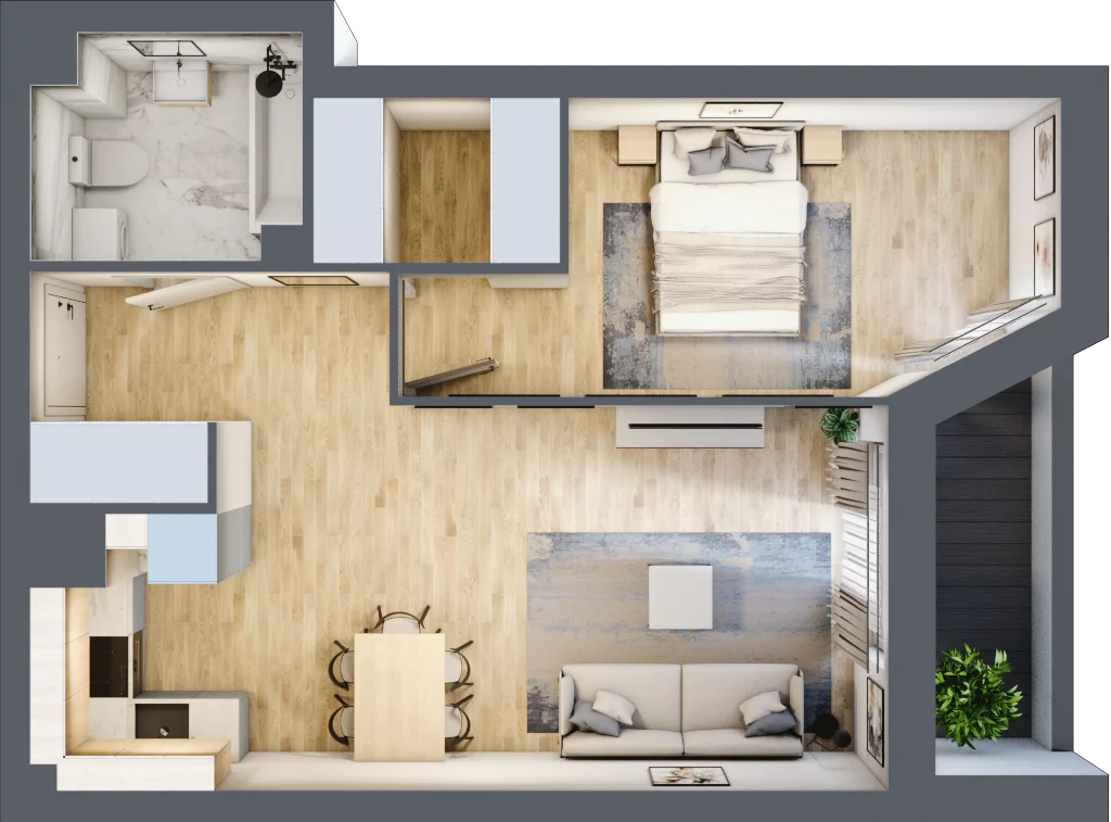 2 pokoje, mieszkanie 48,35 m², piętro 2, oferta nr V/115, Miasteczko Nova Sfera 5, Warszawa, Białołęka, Żerań, ul. Marywilska 5