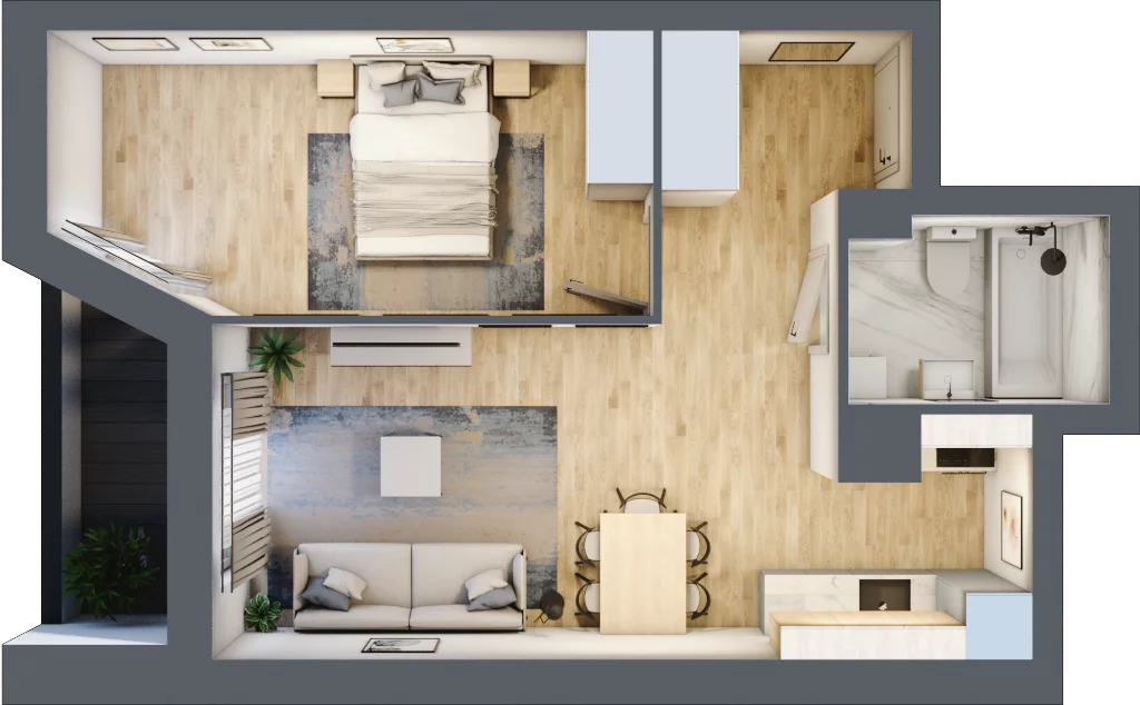2 pokoje, mieszkanie 44,43 m², piętro 7, oferta nr V/95, Miasteczko Nova Sfera 5, Warszawa, Białołęka, Żerań, ul. Marywilska 5