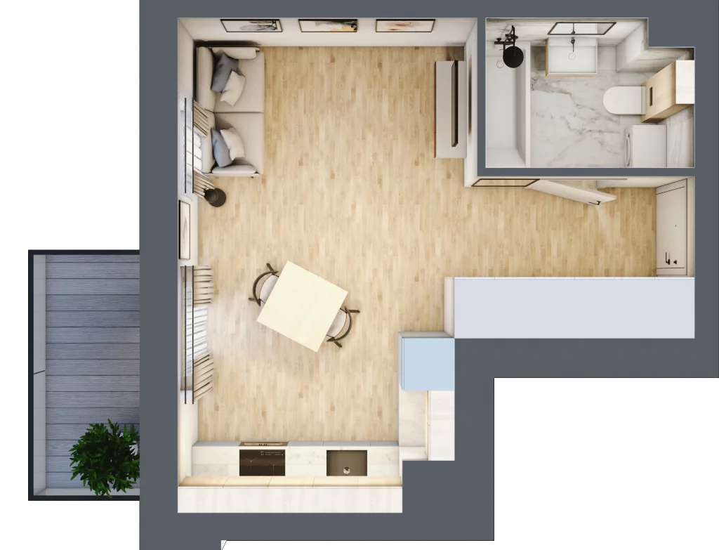 1 pokój, mieszkanie 27,27 m², piętro 2, oferta nr E-47, Piastova Osada, Warszawa, Ursus, Gołąbki, ul. Henryka II Pobożnego