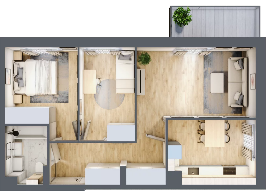 3 pokoje, mieszkanie 61,49 m², piętro 2, oferta nr E-48, Piastova Osada, Warszawa, Ursus, Gołąbki, ul. Henryka II Pobożnego