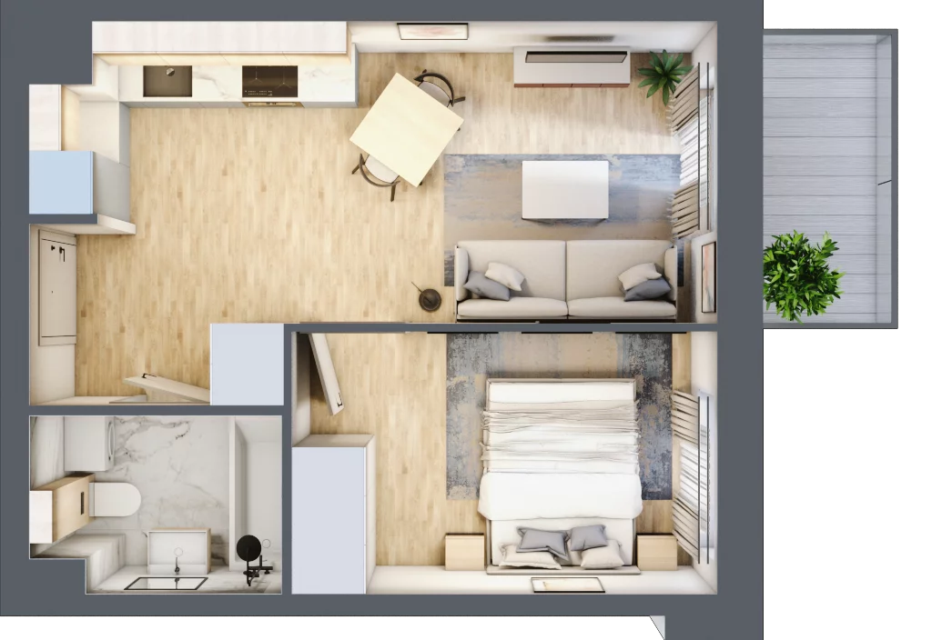 2 pokoje, mieszkanie 34,29 m², piętro 2, oferta nr E-54, Piastova Osada, Warszawa, Ursus, Gołąbki, ul. Henryka II Pobożnego