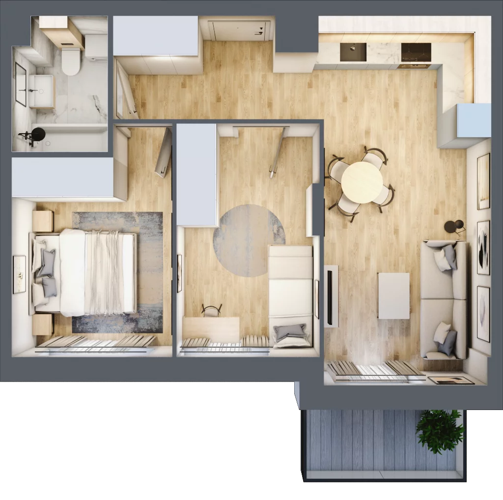 3 pokoje, mieszkanie 50,67 m², piętro 1, oferta nr E-88, Piastova Osada, Warszawa, Ursus, Gołąbki, ul. Henryka II Pobożnego