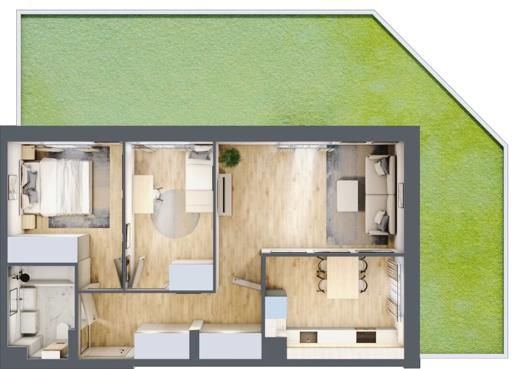 3 pokoje, mieszkanie 61,49 m², parter, oferta nr E-24, Piastova Osada, Warszawa, Ursus, Gołąbki, ul. Henryka II Pobożnego