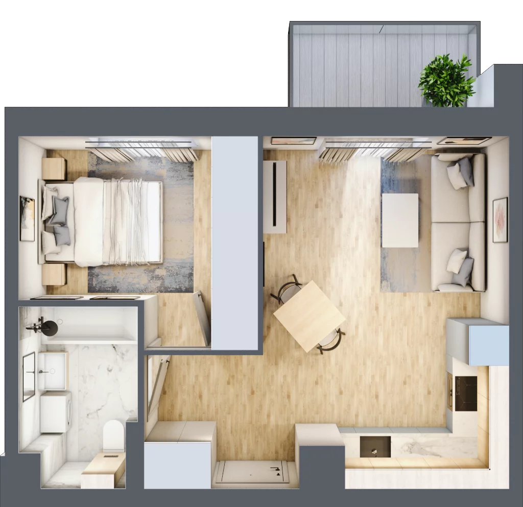 2 pokoje, mieszkanie 37,41 m², piętro 2, oferta nr E-57, Piastova Osada, Warszawa, Ursus, Gołąbki, ul. Henryka II Pobożnego