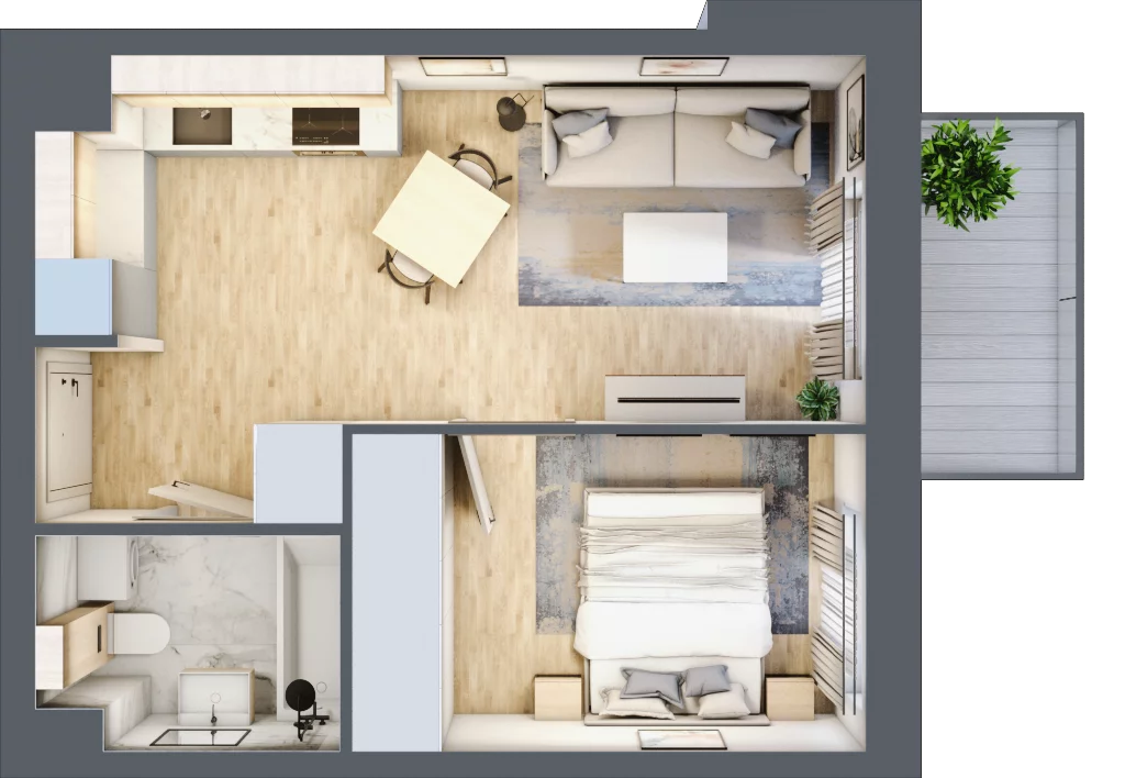 2 pokoje, mieszkanie 34,48 m², piętro 2, oferta nr E-52, Piastova Osada, Warszawa, Ursus, Gołąbki, ul. Henryka II Pobożnego