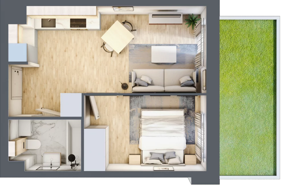 2 pokoje, mieszkanie 34,28 m², parter, oferta nr E-30, Piastova Osada, Warszawa, Ursus, Gołąbki, ul. Henryka II Pobożnego