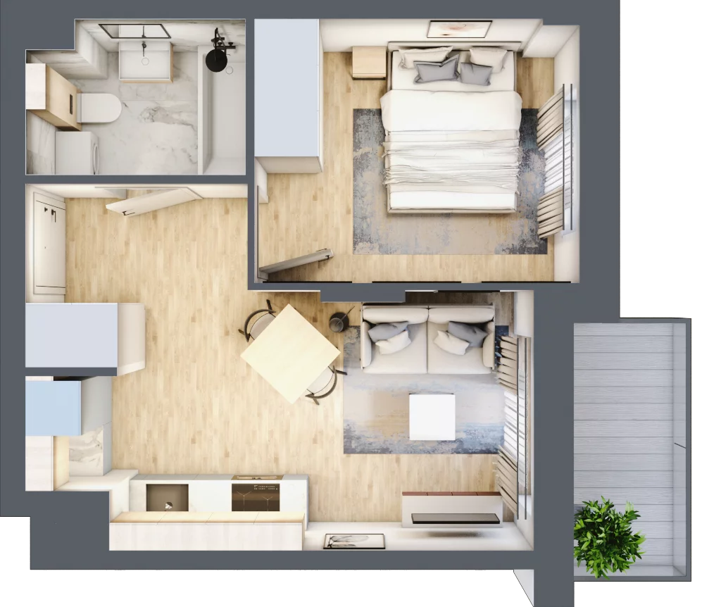 2 pokoje, mieszkanie 31,82 m², piętro 1, oferta nr E-89, Piastova Osada, Warszawa, Ursus, Gołąbki, ul. Henryka II Pobożnego