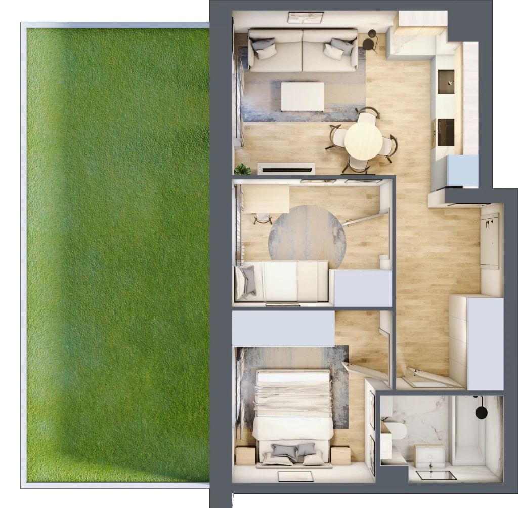 3 pokoje, mieszkanie 44,86 m², parter, oferta nr E-32, Piastova Osada, Warszawa, Ursus, Gołąbki, ul. Henryka II Pobożnego