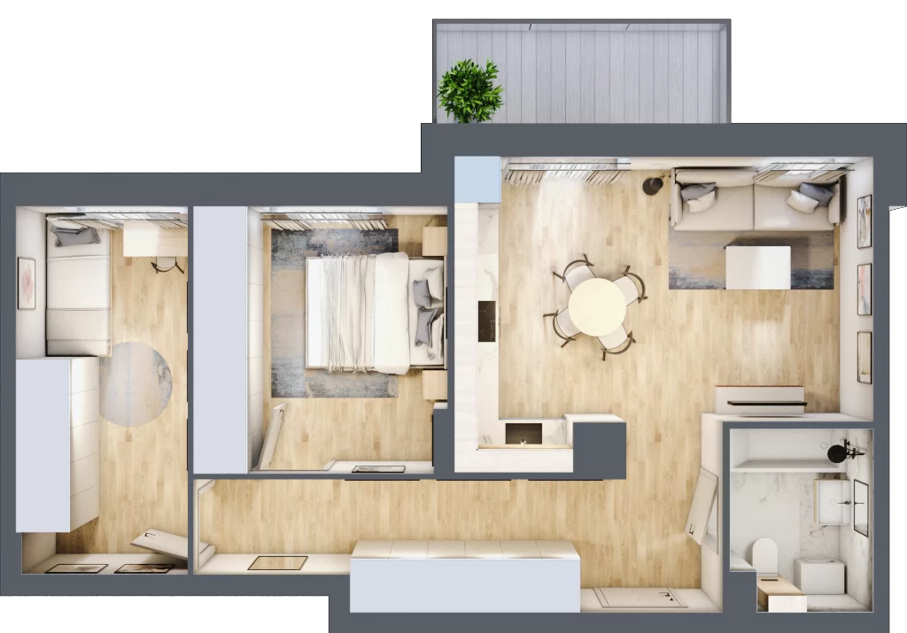 3 pokoje, mieszkanie 58,04 m², piętro 1, oferta nr E-83, Piastova Osada, Warszawa, Ursus, Gołąbki, ul. Henryka II Pobożnego