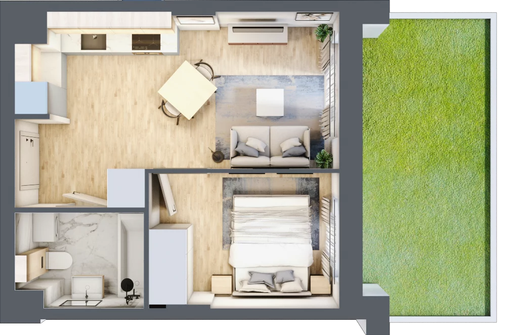 2 pokoje, mieszkanie 31,91 m², parter, oferta nr E-74, Piastova Osada, Warszawa, Ursus, Gołąbki, ul. Henryka II Pobożnego