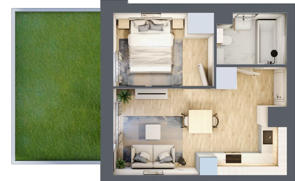 2 pokoje, mieszkanie 31,48 m², parter, oferta nr E-81, Piastova Osada, Warszawa, Ursus, Gołąbki, ul. Henryka II Pobożnego
