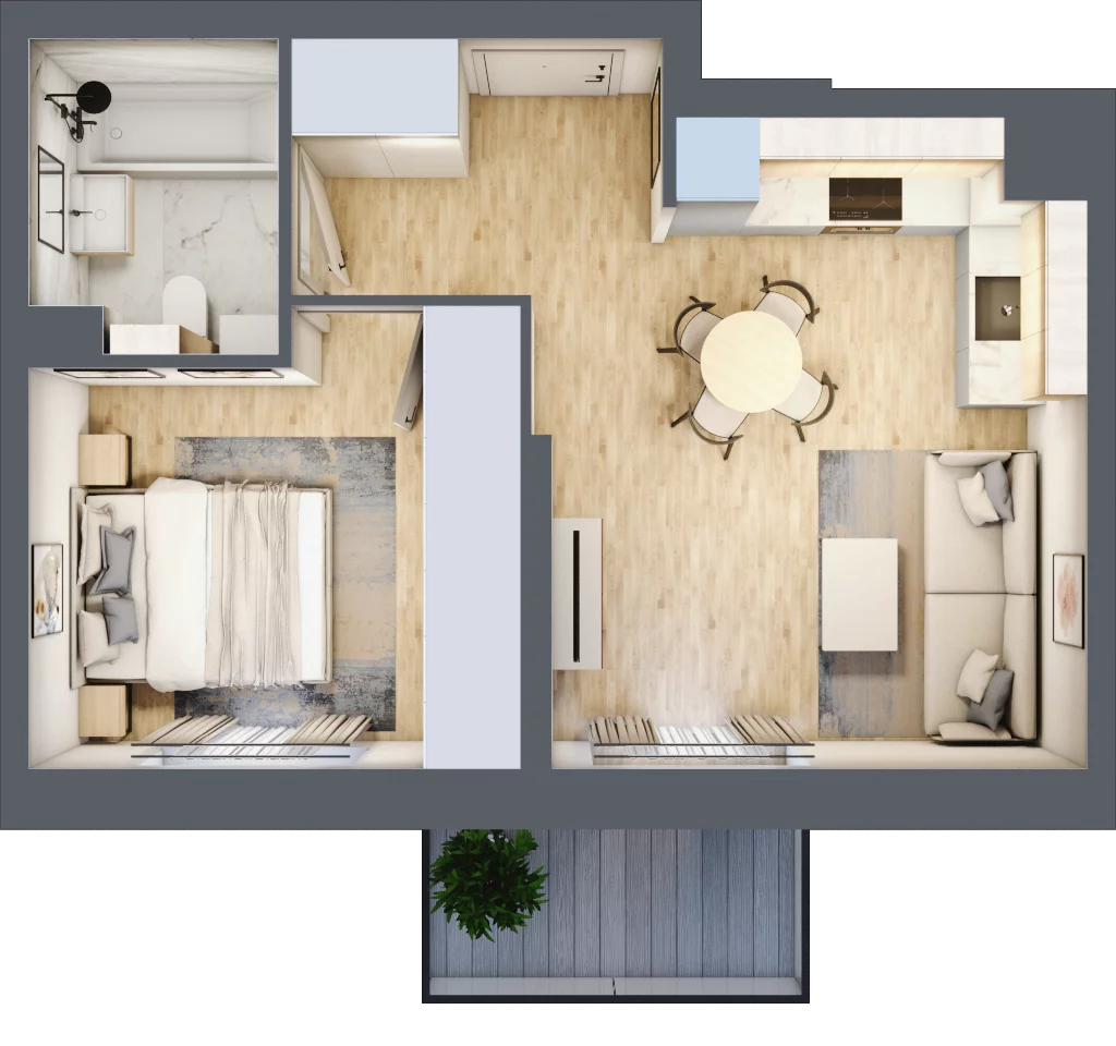 2 pokoje, mieszkanie 36,79 m², piętro 1, oferta nr F-125, Piastova Osada, Warszawa, Ursus, Gołąbki, ul. Henryka II Pobożnego