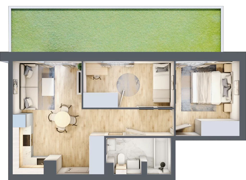 3 pokoje, mieszkanie 48,83 m², parter, oferta nr F-123, Piastova Osada, Warszawa, Ursus, Gołąbki, ul. Henryka II Pobożnego