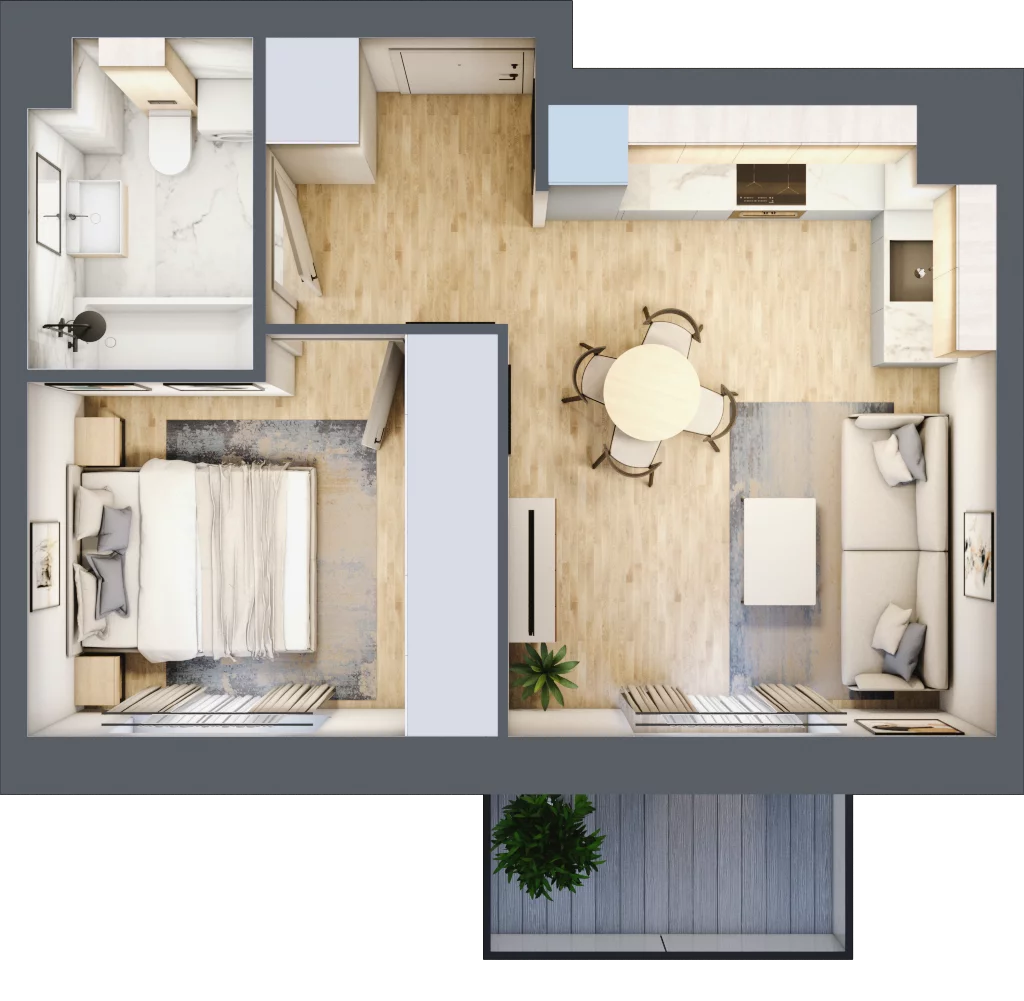 2 pokoje, mieszkanie 35,39 m², piętro 2, oferta nr F-135, Piastova Osada, Warszawa, Ursus, Gołąbki, ul. Henryka II Pobożnego