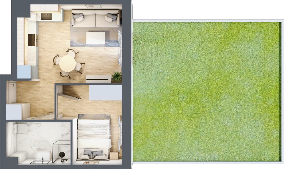 2 pokoje, mieszkanie 35,34 m², parter, oferta nr F-120, Piastova Osada, Warszawa, Ursus, Gołąbki, ul. Henryka II Pobożnego