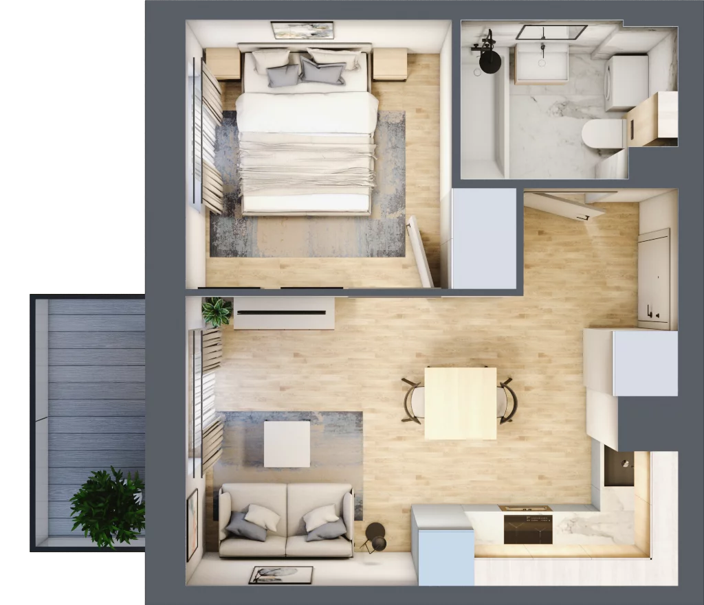 2 pokoje, mieszkanie 31,09 m², piętro 3, oferta nr F-145, Piastova Osada, Warszawa, Ursus, Gołąbki, ul. Henryka II Pobożnego