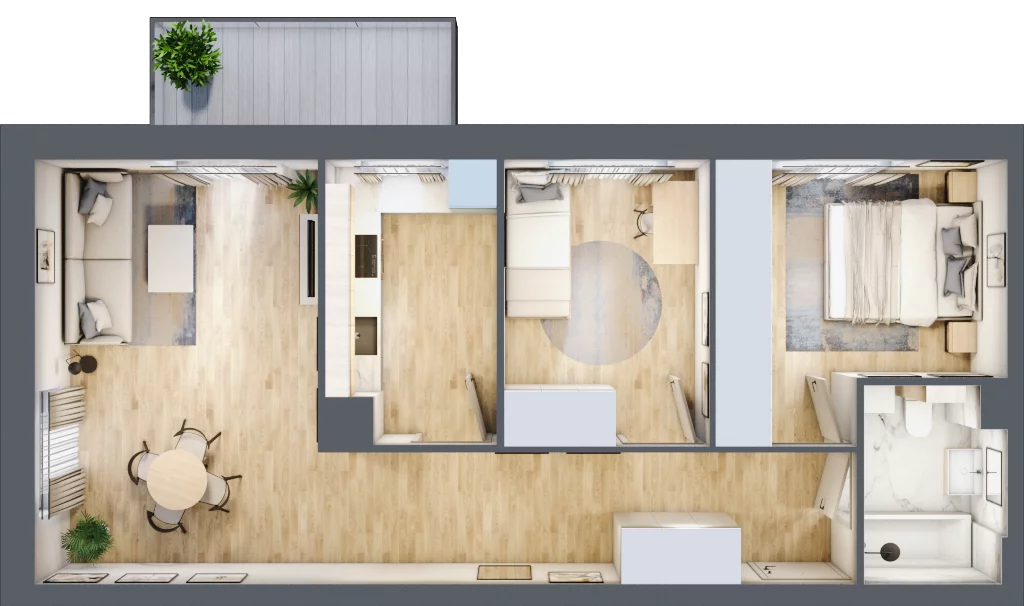 3 pokoje, mieszkanie 62,13 m², piętro 1, oferta nr F-129, Piastova Osada, Warszawa, Ursus, Gołąbki, ul. Henryka II Pobożnego