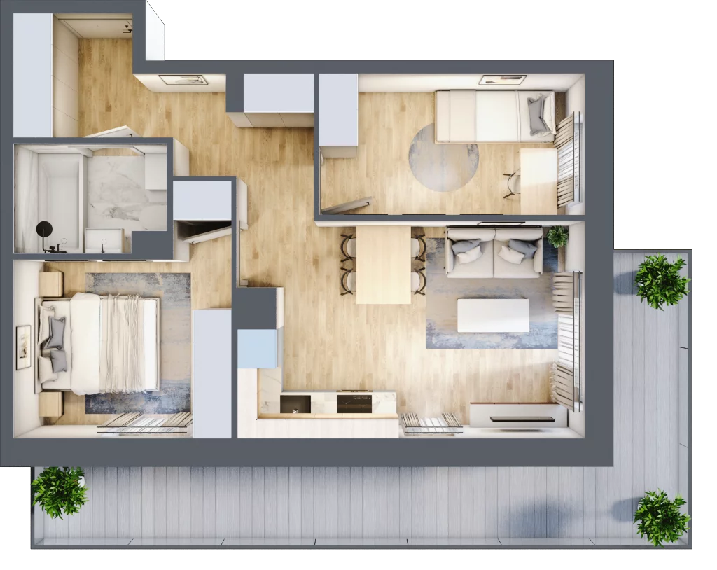 3 pokoje, mieszkanie 49,28 m², piętro 2, oferta nr A/82, Olchowy Park 3, Warszawa, Białołęka, Kobiałka, ul. Marii Callas 20, 20A