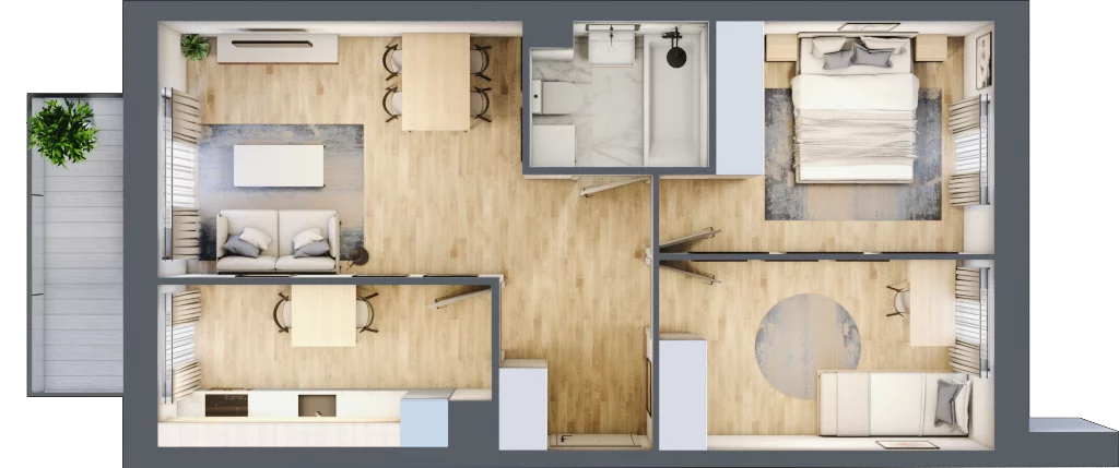 3 pokoje, mieszkanie 54,51 m², piętro 1, oferta nr A/91, Olchowy Park 3, Warszawa, Białołęka, Kobiałka, ul. Marii Callas 20, 20A