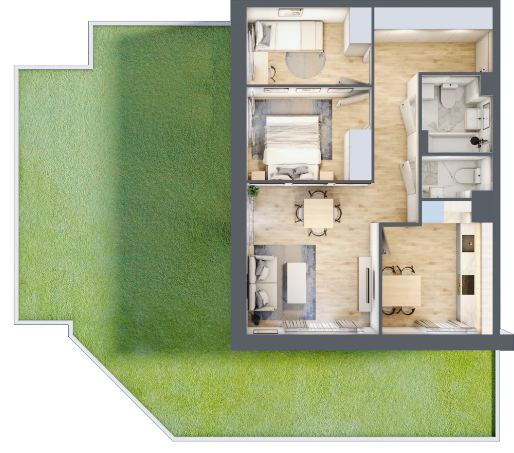 3 pokoje, mieszkanie 58,47 m², parter, oferta nr A/127, Olchowy Park 3, Warszawa, Białołęka, Kobiałka, ul. Marii Callas 20, 20A