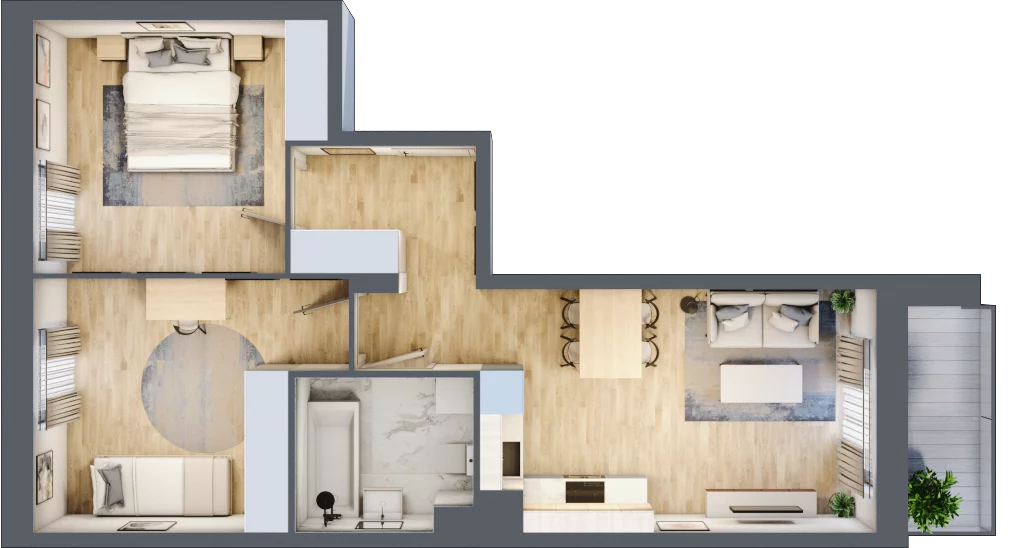 3 pokoje, mieszkanie 56,22 m², piętro 1, oferta nr B/32, Olchowy Park 3, Warszawa, Białołęka, Kobiałka, ul. Marii Callas 20, 20A