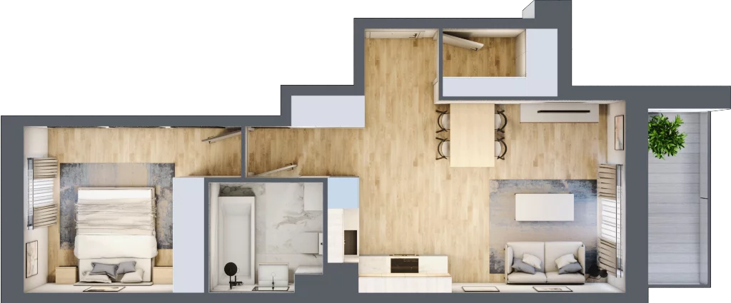 2 pokoje, mieszkanie 44,54 m², piętro 2, oferta nr B/59, Olchowy Park 3, Warszawa, Białołęka, Kobiałka, ul. Marii Callas 20, 20A