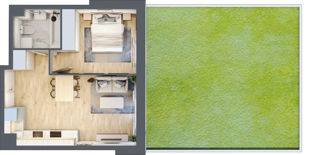 2 pokoje, mieszkanie 38,77 m², parter, oferta nr B/27, Olchowy Park 3, Warszawa, Białołęka, Kobiałka, ul. Marii Callas 20, 20A