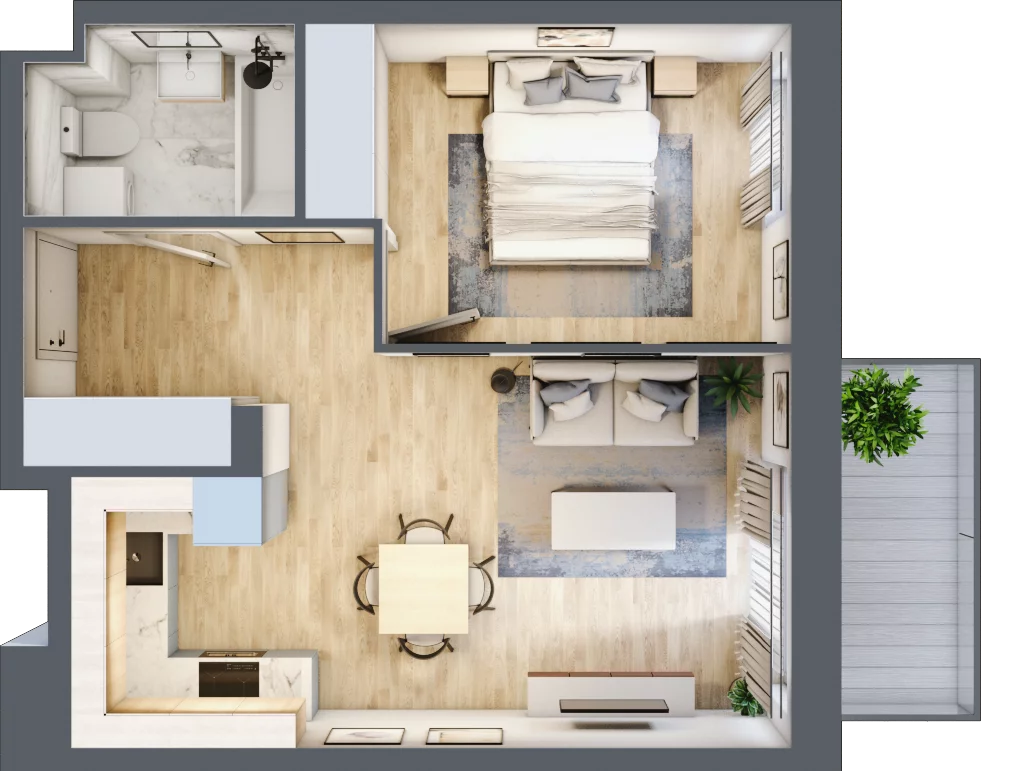 2 pokoje, mieszkanie 40,40 m², piętro 1, oferta nr B/53, Olchowy Park 3, Warszawa, Białołęka, Kobiałka, ul. Marii Callas 20, 20A