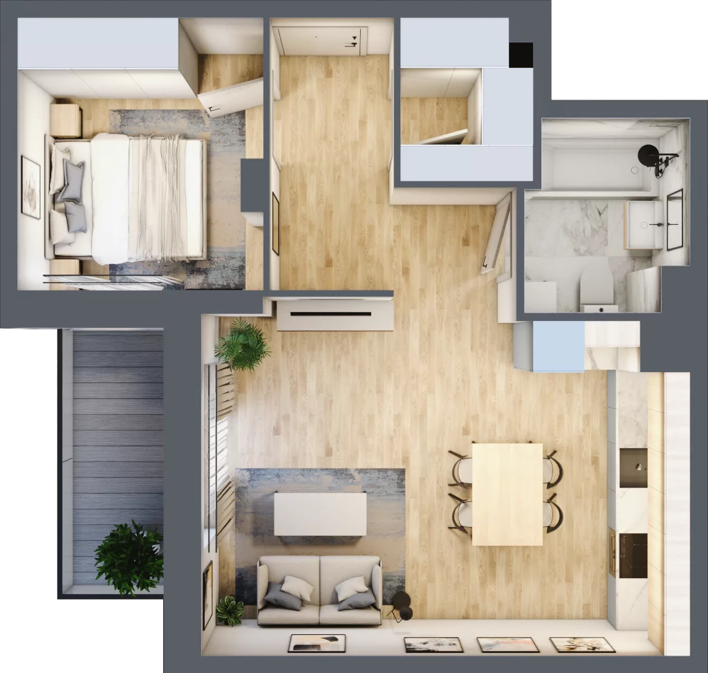 2 pokoje, mieszkanie 45,27 m², piętro 1, oferta nr B/17, Olchowy Park 3, Warszawa, Białołęka, Kobiałka, ul. Marii Callas 20, 20A